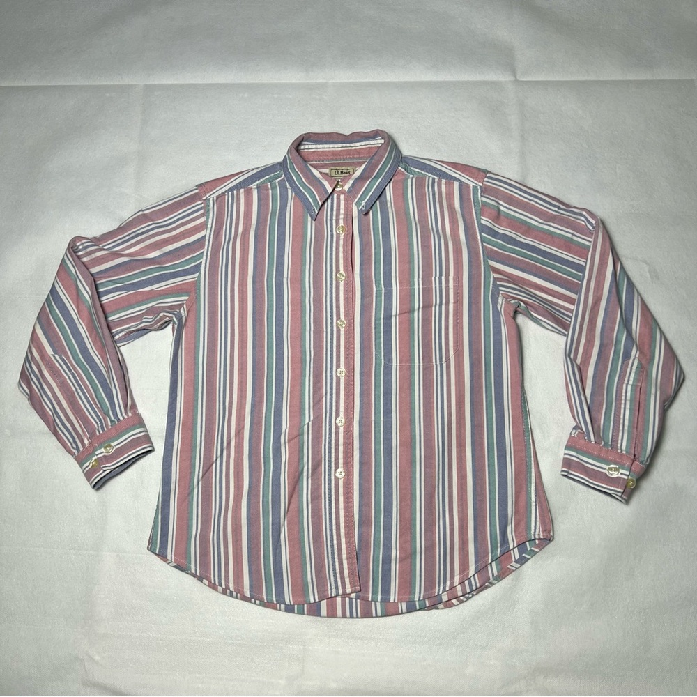 LL Bean 100% Cotton Shirt‎ Women’s Size XS Petite Stripe, Button Up Long Sleeve